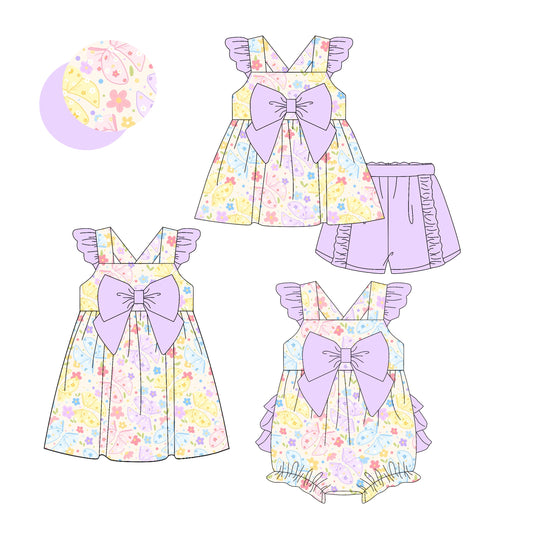 ( Moq 5 Each Style ) Baby Girl Short Sleeves Butterflies Bows Sibling Romper Dress Set 3.24