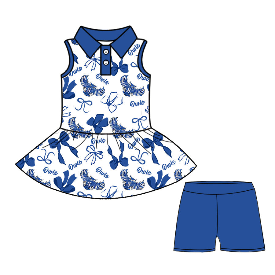 ( Moq 5 each style ) Baby Boy Girl Team Cheer Sibling Shirt Bows Dress Set 8.11