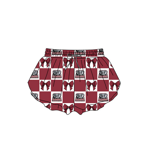 ( Moq 5 Each Style ) Kids Girls Adult Women Elephant Bows Plaid Team Shorts Sibling Mom and Me Yoga Clothes