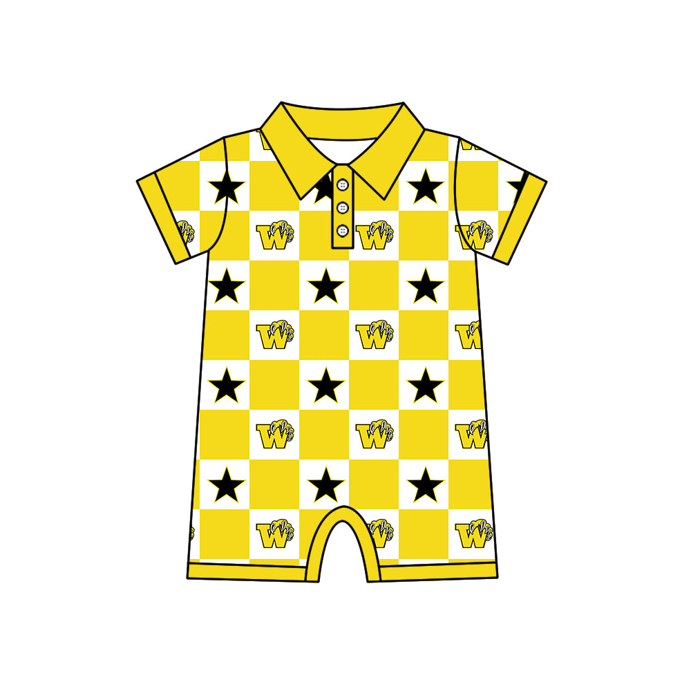 ( Moq 5 Each Style ) Baby Boys Girls Toddler Yellow Bows Team Sibling Shorts Dress Sets Clothing