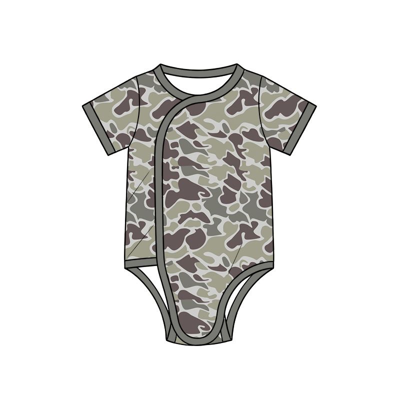 ( Moq 5 ) Preorder Baby Boys Infant Short Sleeves Camo Romper Dark Grey Clothes