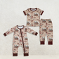 Sibling Baby Boys Kids Short Sleeves Deer turkey Romper Set Hunting Clothes RTS