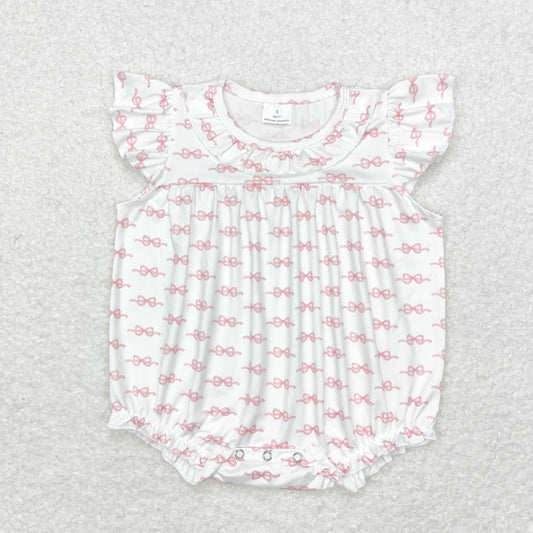 Baby Girl Pink Bows Summer Bubble Romper