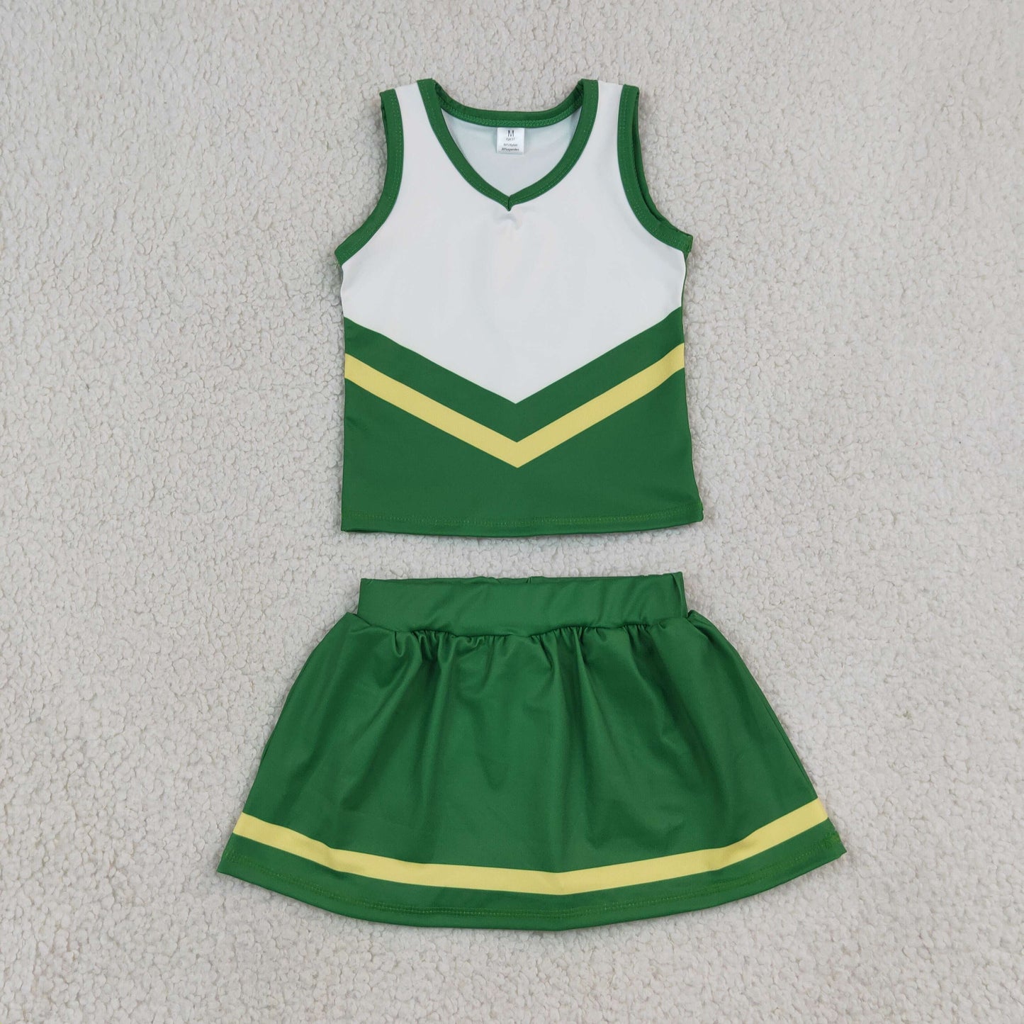 Baby Girls Kids Sleeveless Shirt Green Skirt Shorts Yoga Active Team Cheer Set Clothes RTS