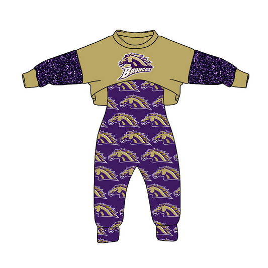 Baby Girl Short Sleeves Team Shirt Jumpsuit Clothes Set Moq 5