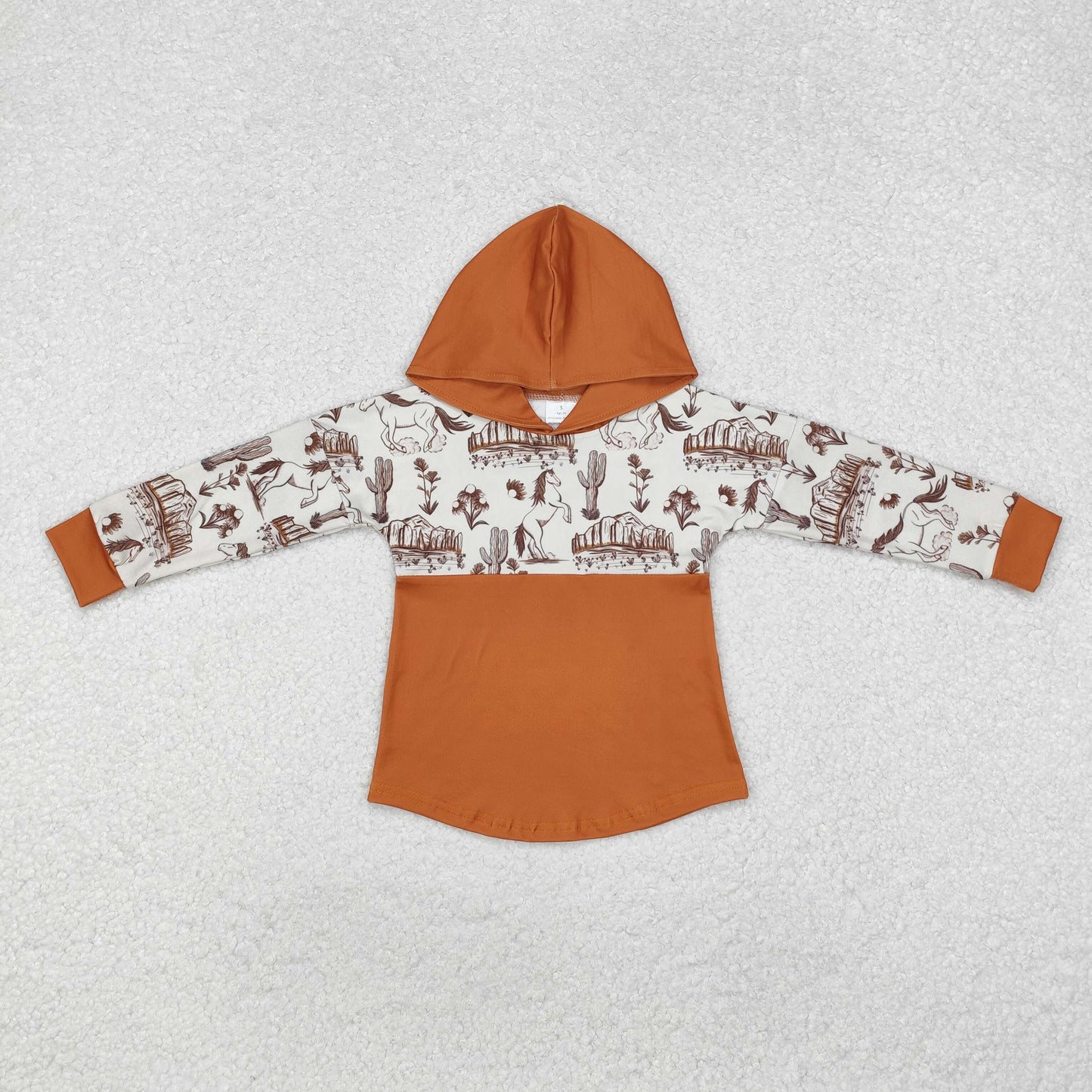 Baby Boy Long Sleeves Western Horse Cactus Hoodie Shirt