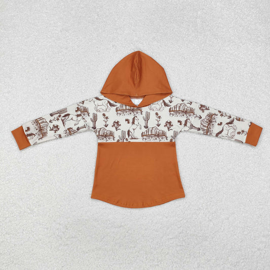 Baby Boy Long Sleeves Western Horse Cactus Hoodie Shirt