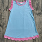 Baby Girls Kids Sleeveless Pink Scallop Knee Length Blue Dress Clothes RTS