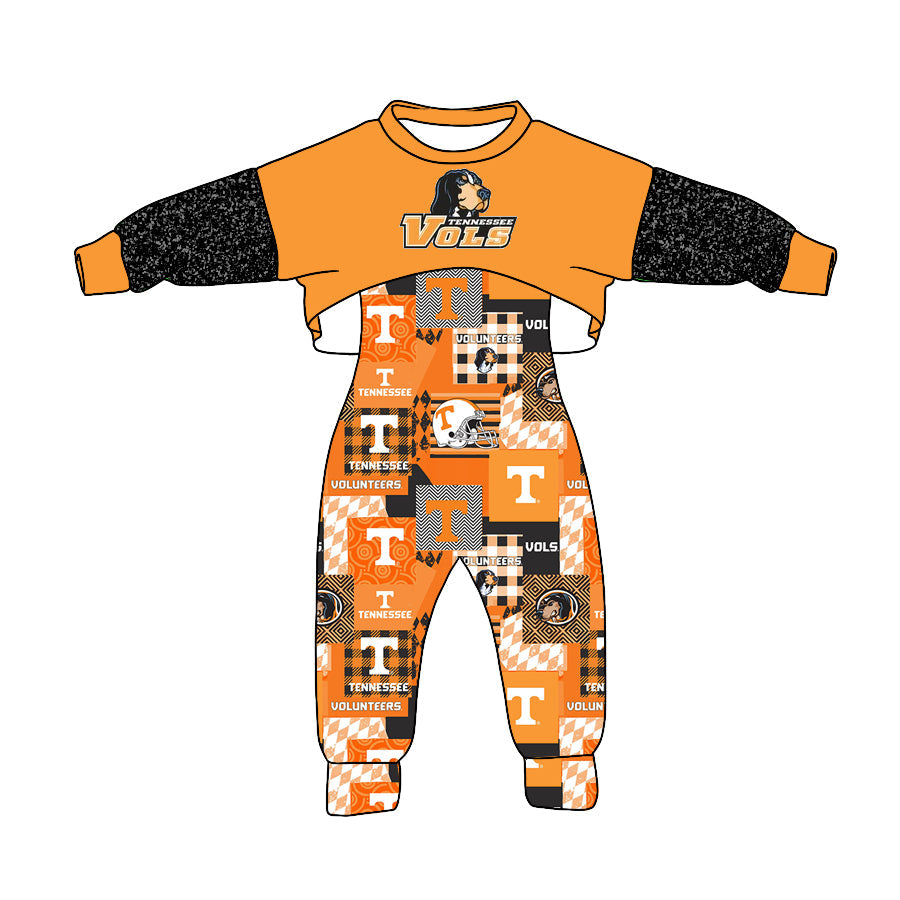 ( Moq 5 ) Baby Girl Long Sleeves Dog Tops T Team Jumpsuit Set