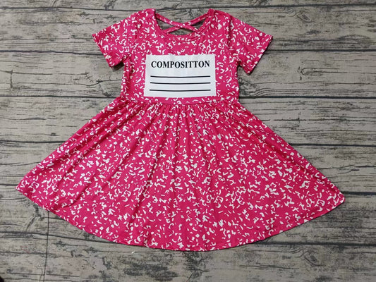 Baby Girl Short Sleeves Back To School Pink Twirl Dress