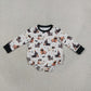 Sibling Baby Boys Kids Long Sleeves Halloween Pumpkins Dogs Romper Set Pajamas Clothes RTS