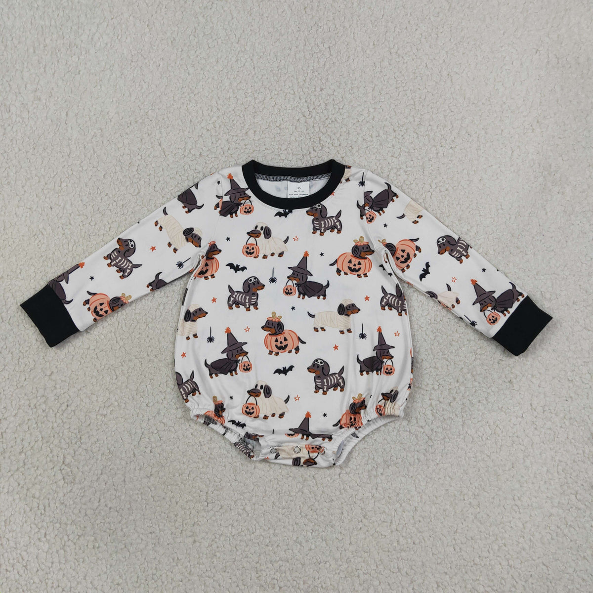 Baby Boys Infant Halloween Dogs Pumpkins Bubble Romper Clothes RTS