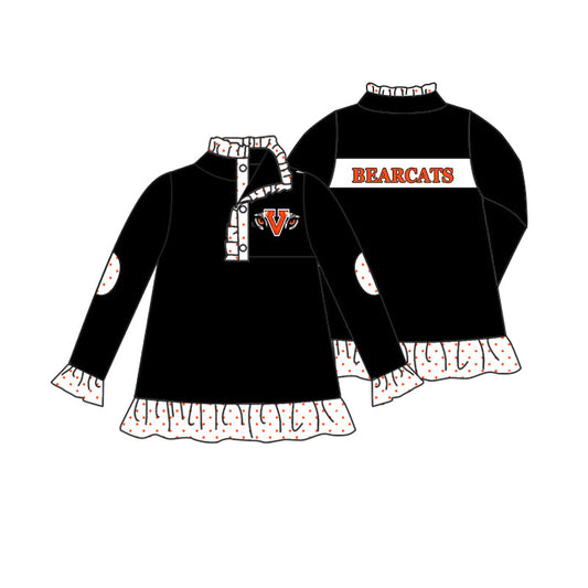 Baby Girl Long Sleeves Team Zipper Black Pullover Tee Shirt