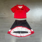 ( No moq ) Preorder Baby Girls Kids Red Buttons Shirt Skirt Shorts Yoga Active Set Clothes