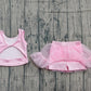 ( No moq ) Preorder Baby Girls Kids Pink Tops Tulle Skirt Shorts Set Yoga Active Summer Clothes