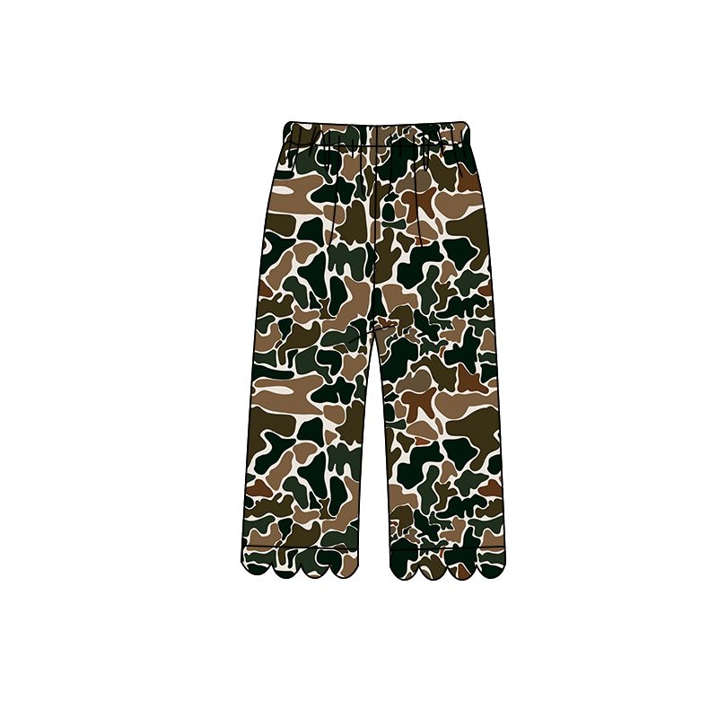 ( Moq 5 ) Baby Girls Kids Brown Camo Scallop Pants Bottoms Clothes