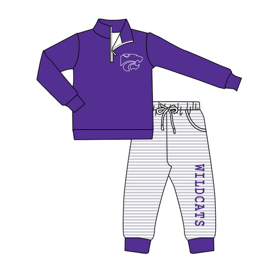 Baby Boy Team Pullover Purple Shirt Pocket Pants Boys Fall Clothes Set