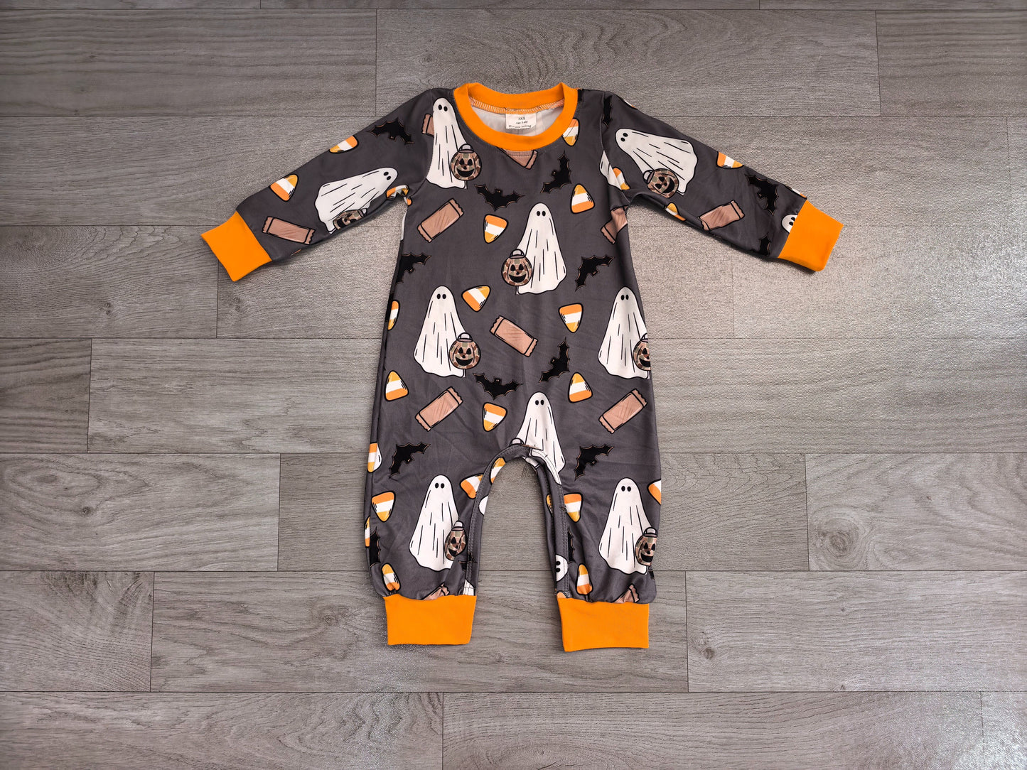 ( No moq ) Preorder Baby Boys Infant Long Sleeves Halloween Ghosts Pumpkins Romper Clothes