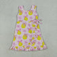 Baby Girls Kids Sleeveless Lemons Bows Pink Plaid Yoga Active Shorts Knee Length Dress RTS