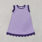 Baby Girls Kids Sleeveless Scallop Knee Length Dress Purple Clothes RTS