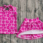 Baby Girl Sleeveless Pink Flower Tops Pockets Shorts Skirt Skort Set RTS