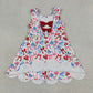 Baby Girls Kids Sleeveless Bows 4th of July Shorts Scallop Knee Length Dress RTS