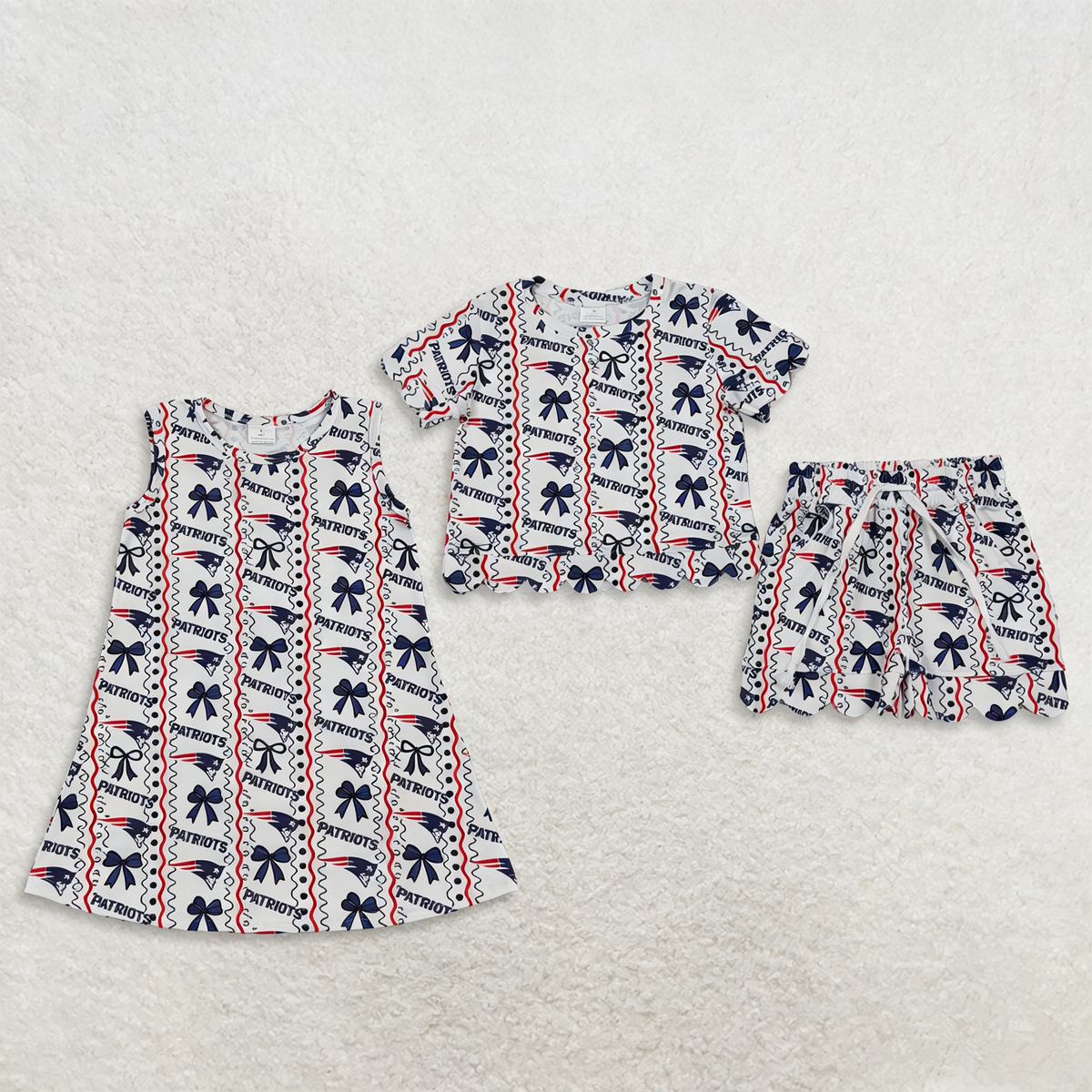 Sibling Baby Girls Kids Bows Shirt Scallop Shorts Set Dress Team Clothes RTS