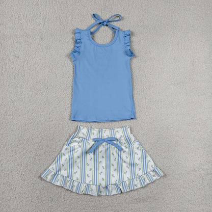 Sibling Baby Girls Kids Short Sleeves Shirts Flower Skirts Shorts Yoga Active Sets Clothes RTS