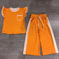 Baby Girls Kids Short Sleeves Polka Dot‌s Tops Pants Orange Set Clothes RTS