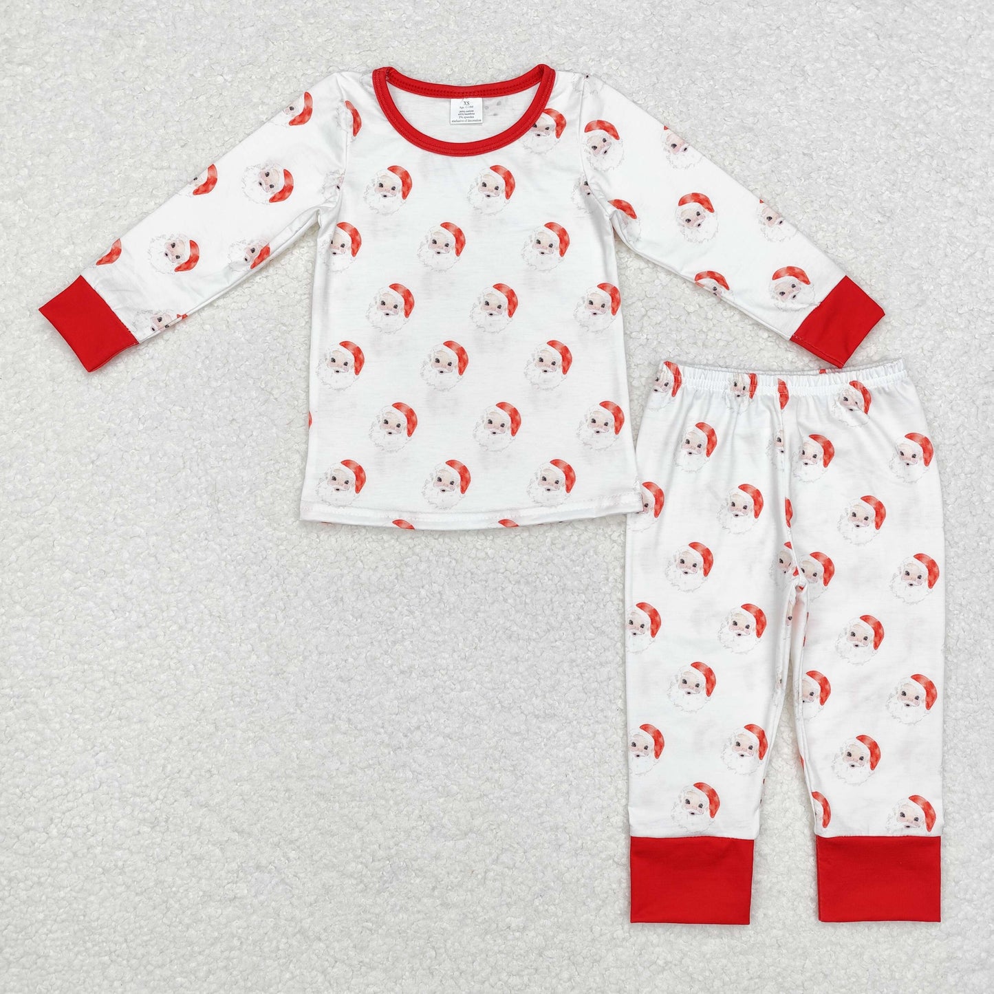 Baby Girl Long Sleeves Christmas Santa Shirt Pants Pajamas Bamboo Set