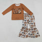 Baby Girl Long Sleeves Game Day Brown Shirt Football Bows Pants Set RTS
