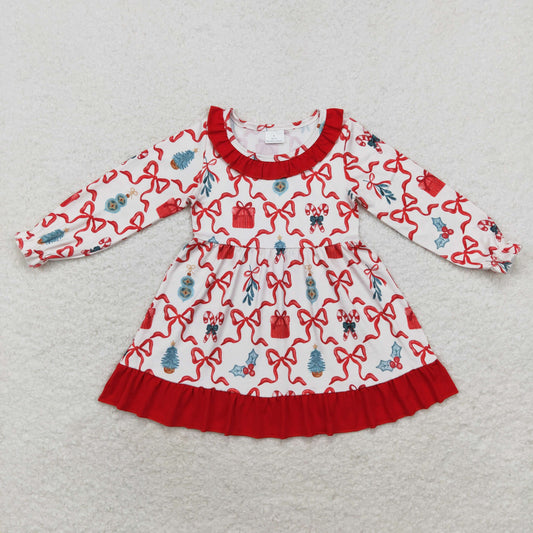 Baby Girl Long Sleeves Christmas Candy Cane Dress