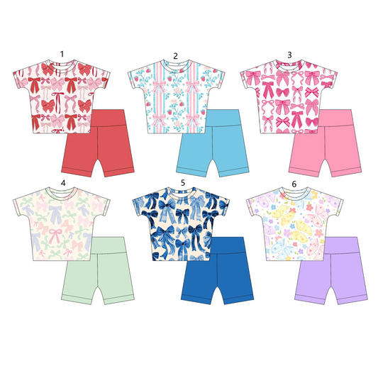 ( Moq 5 Each Style ) Baby Girl Short Sleeves Bows Sibling Set 3.24