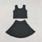 Baby Girls Kids Sleeveless Black Shirt Shorts Skirt Skort Yoga Active Clothes Set RTS