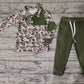 Baby Boy Ducks Camo Pullover Shirt Green Pocket Cotton Pants Set