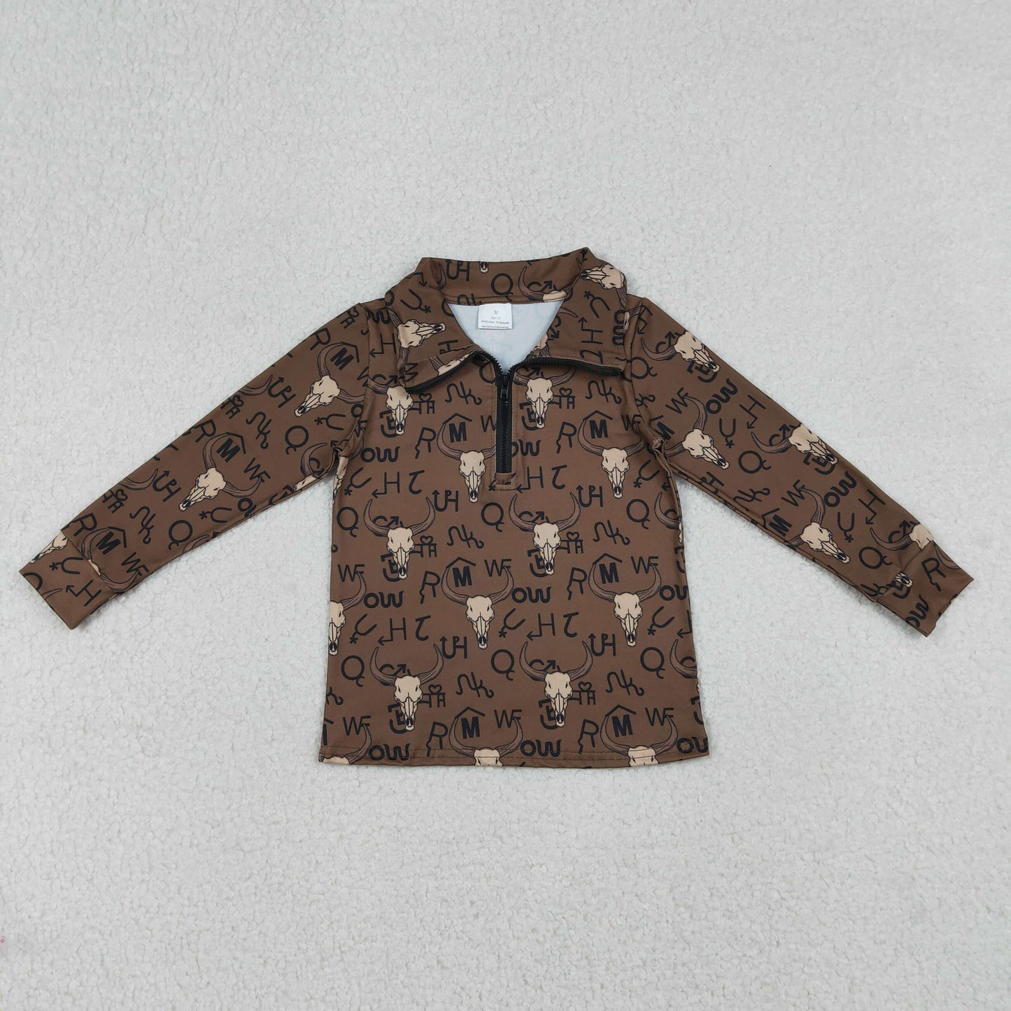 Baby Boys Long Sleeves Cow Print Western Zipper Pullover Shirt RTS