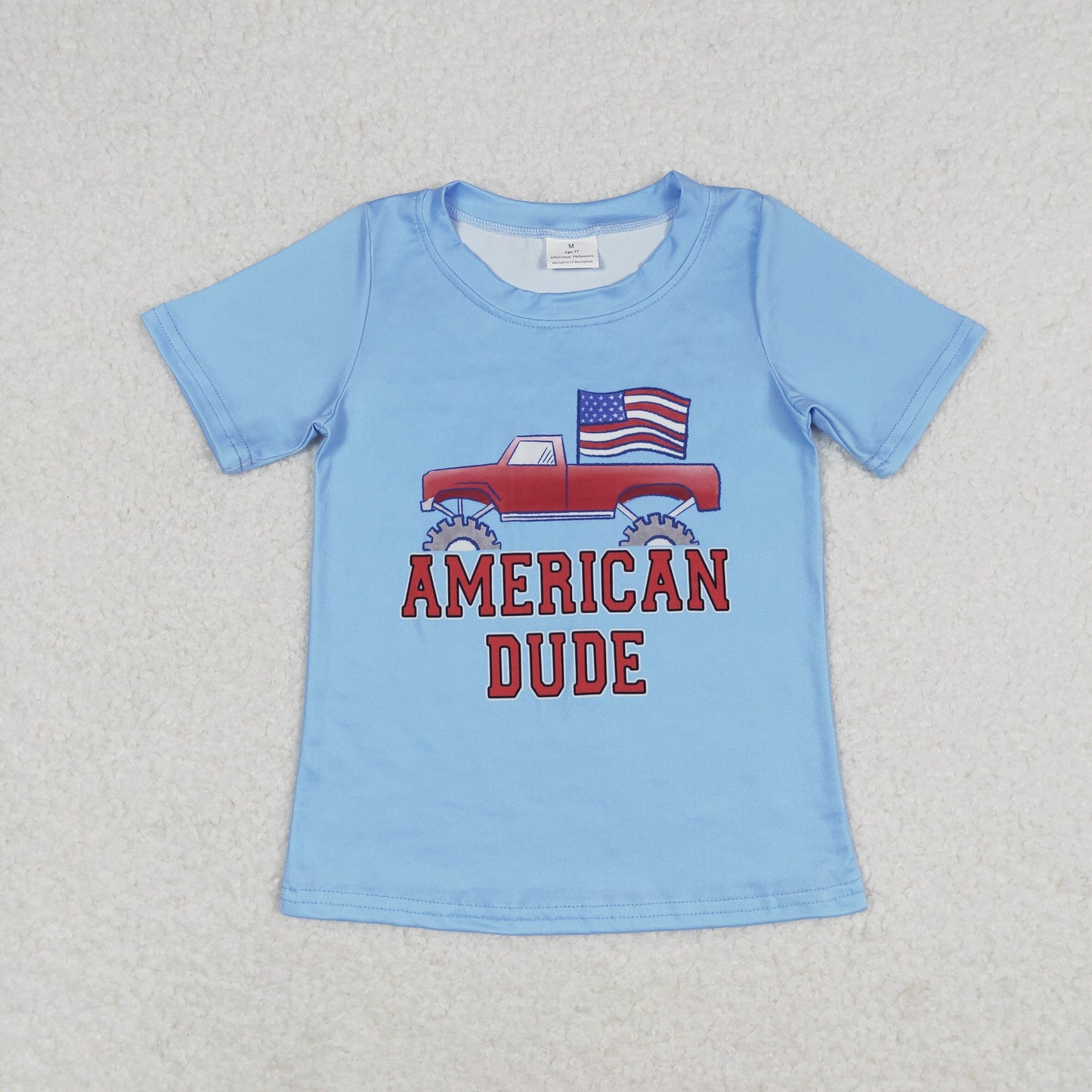 Baby Boy Short Sleeves Blue American Dude July 4th Shirts Tops