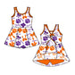 ( Moq 5 Each Style ) Baby Girls Toddler Orange Purple Bows Sibling Team Shorts Dresses Set Clothes