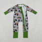 Boys Infant Long Sleeves Christmas Trucks Green Zipper Sleeper Romper RTS
