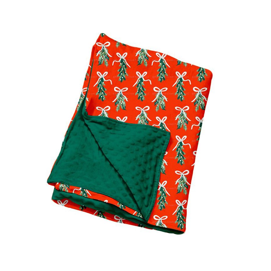 ( Moq 5 ) Preorder Baby Girls Toddler Christmas Tree Bows Blanket