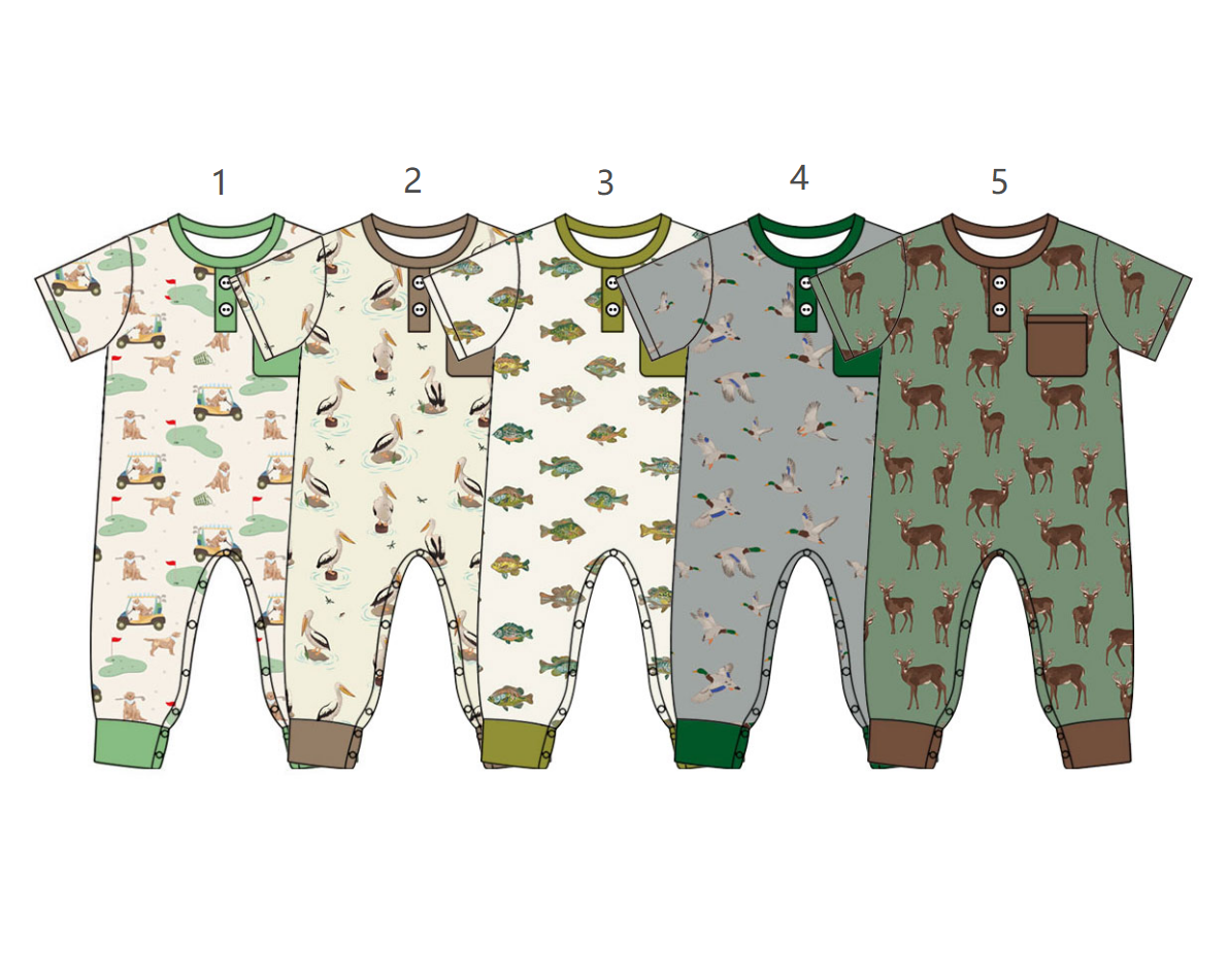 ( Moq 5 Each Style ) Sibling Baby Boys Infant Short Sleeves Deer Ducks Rompers Clothes