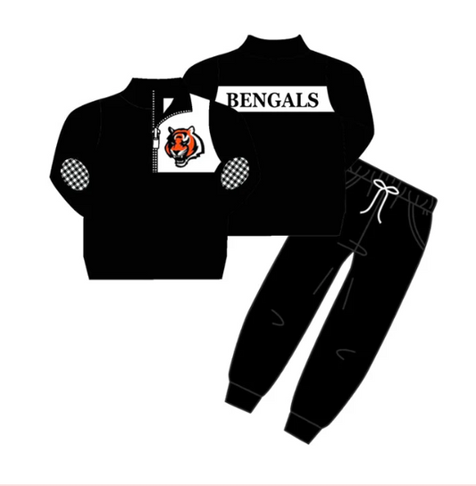 Baby Boy Black Long Sleeves Tiger Team Shirt Pants Clothes Set