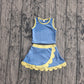 Baby Girls Kids Shirt Scallop Skirt Shorts Yoga Active Blue Yellow Set Clothes RTS