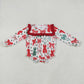 Baby Girl Long Sleeves Red Green Bows Christmas Bubble Romper RTS