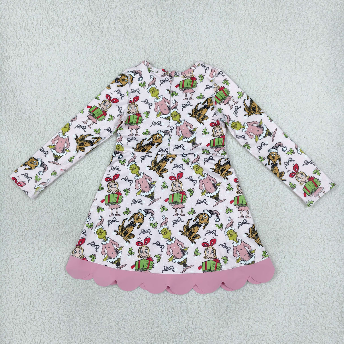 Baby Girls Kids Christmas Green Face Bows Scallop Dress Yoga Active Clothes RTS
