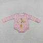 Baby Girls Long Sleeves Cross Flower Easter Bubble Pink Romper RTS