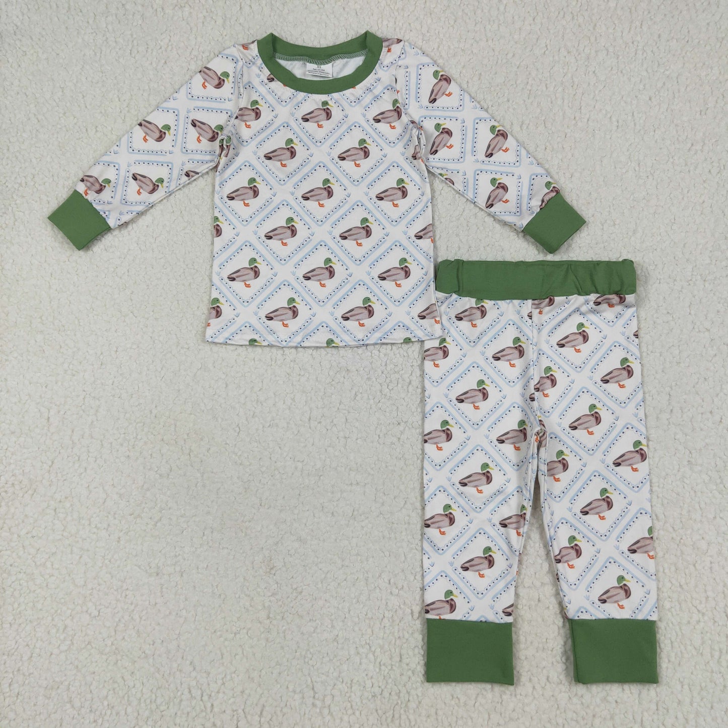 Baby Boy Toddler Long Sleeves Ducks Plaid Sibling Zipper Romper Pajamas Set RTS