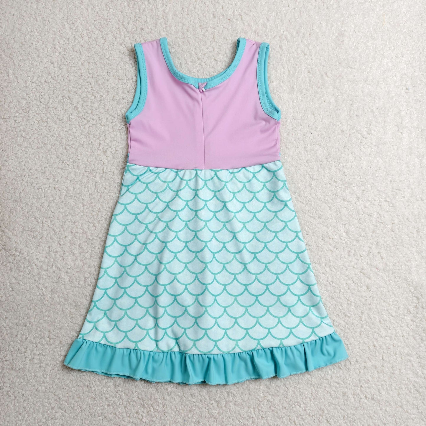 Baby Girls Kids Sleeveless Yoga Active Shorts Knee Length Mermaid Dress Scallop Clothes RTS