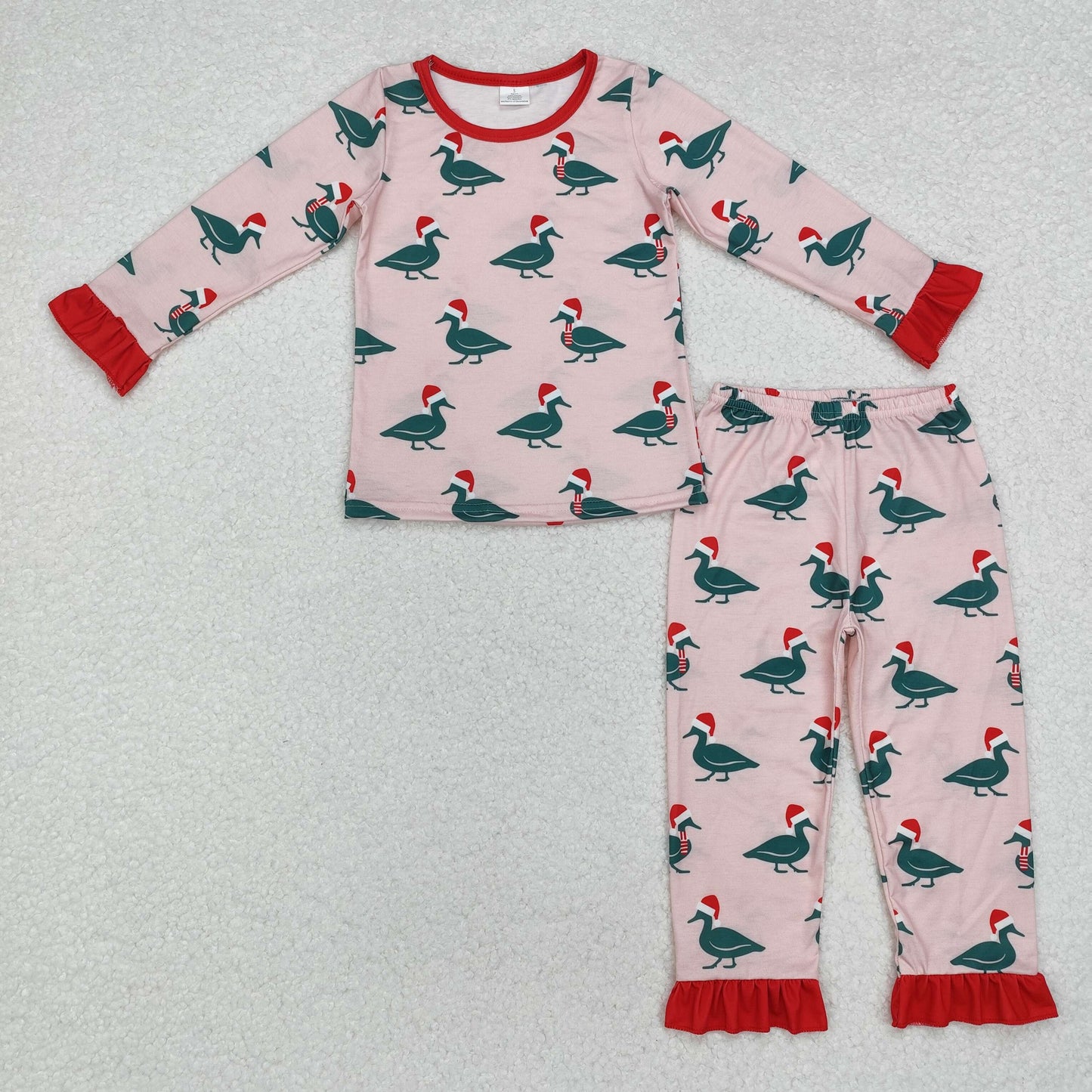 Baby Girl Long Sleeves Christmas Ducks Shirt Pants Pajamas Clothes Bamboo Set