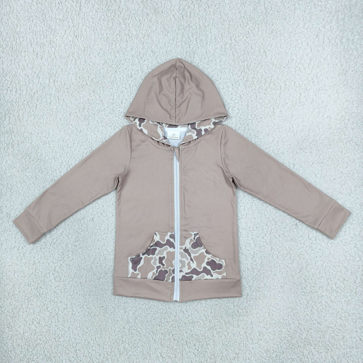 Baby Boy Long Sleeves Deer Camo Fall Hoodie Zipper Pockets Tops RTS